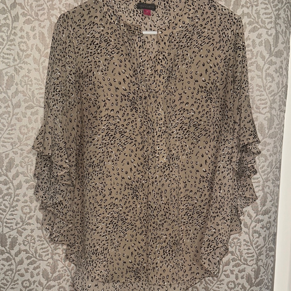 Vince Camuto Animal Print Ruffle Blouse